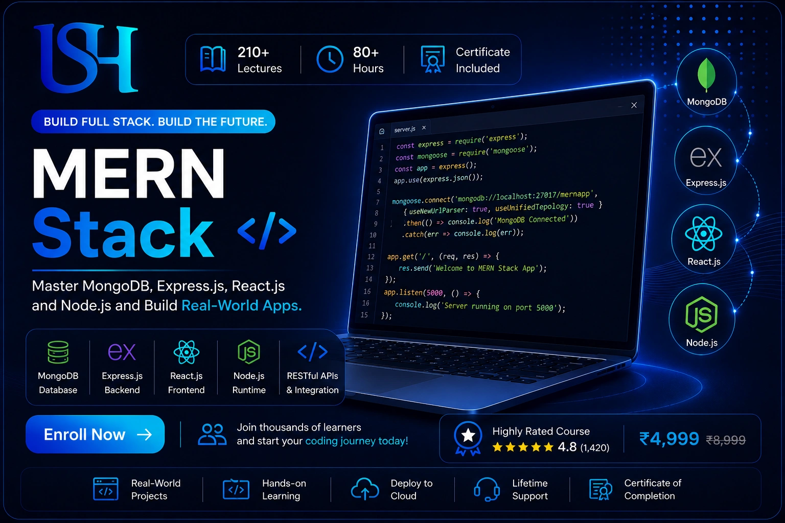 MERN stack development course illustration