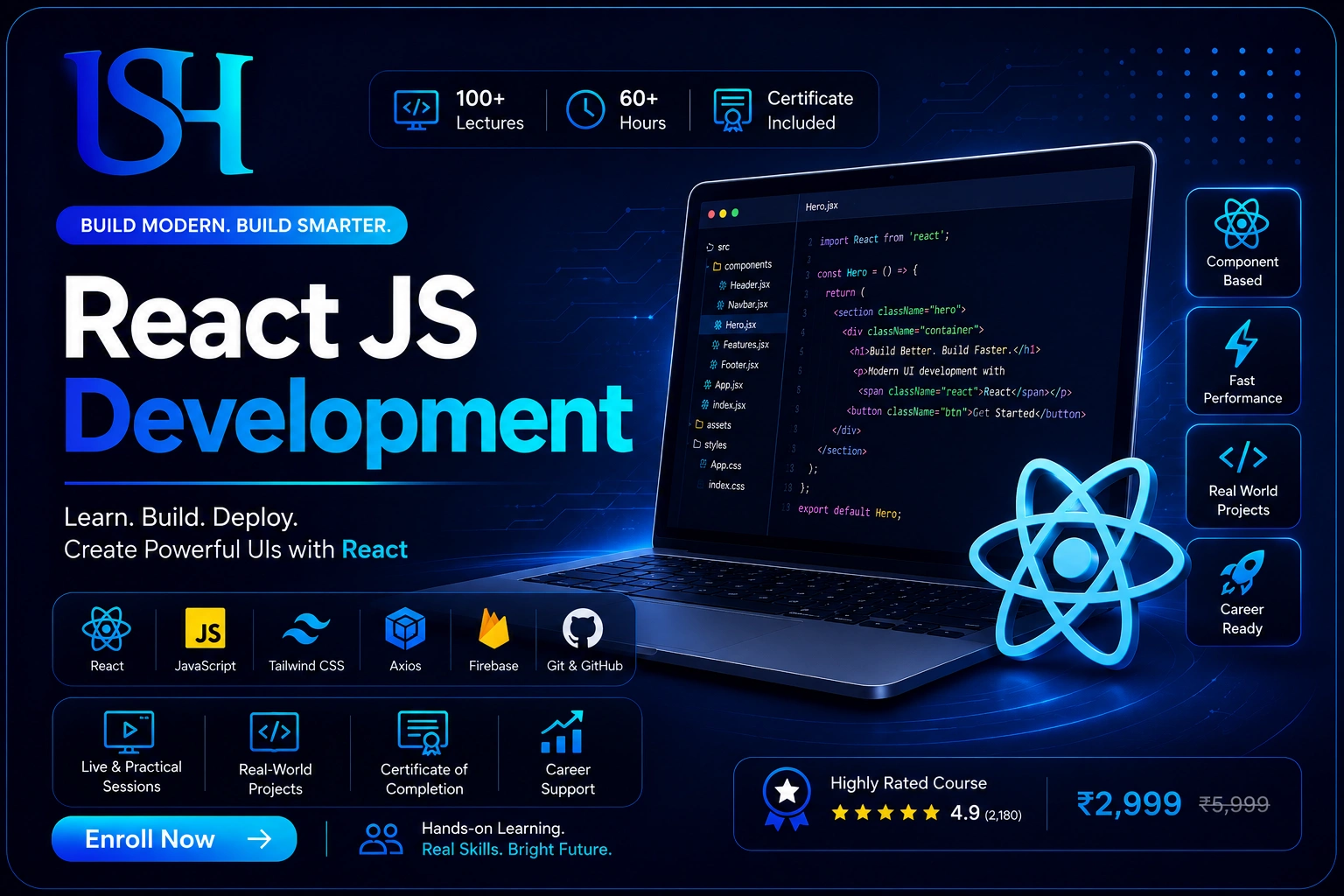 React JS development course illustration